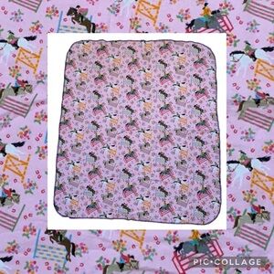Handmade Horse Receiving Blanket Lovey Lightweight Equestrian Flannel Pink